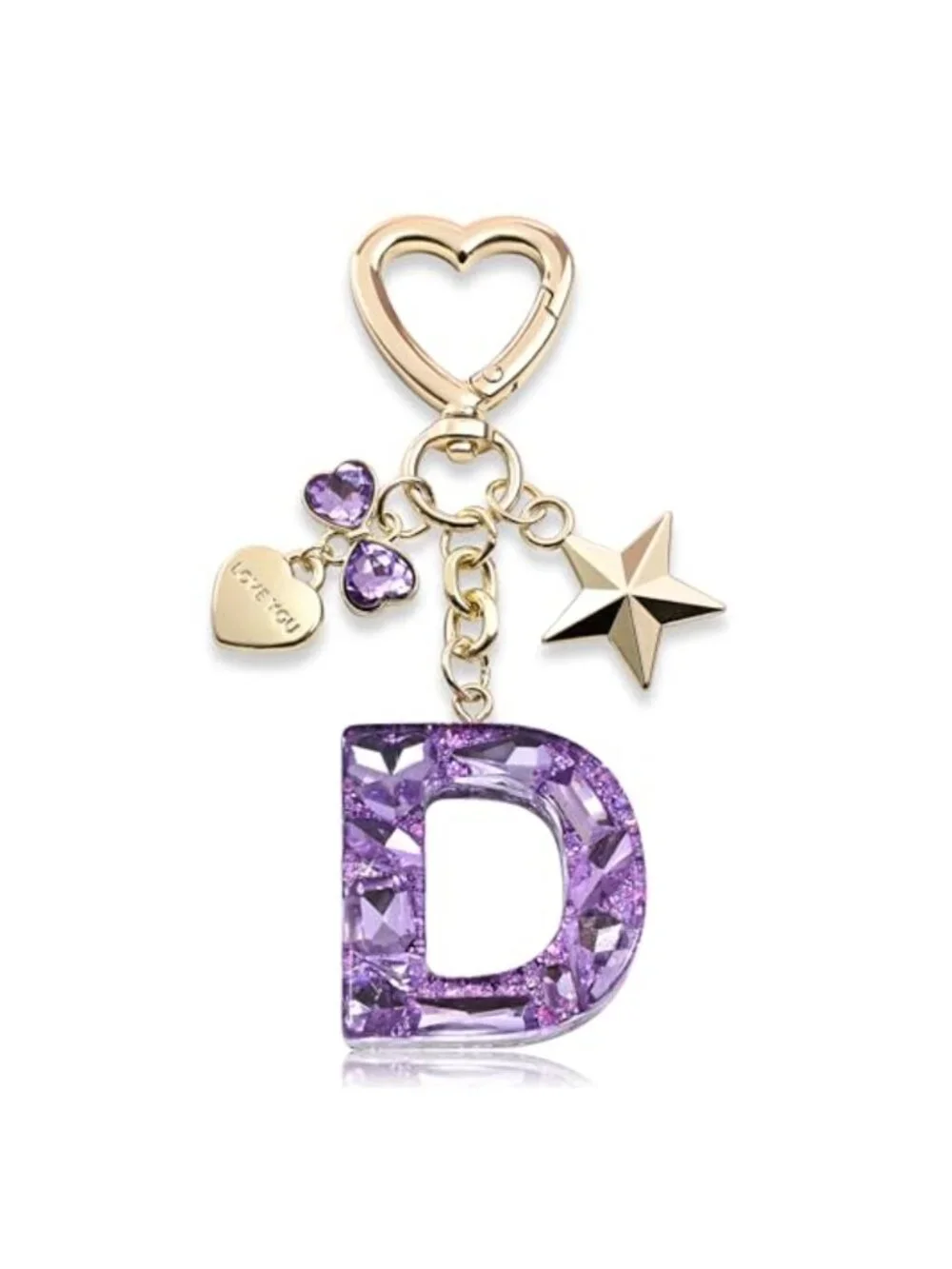 Rhinestone Butterfly Initial Letter Keychain for Women, Sparkly Bag Charm Gift